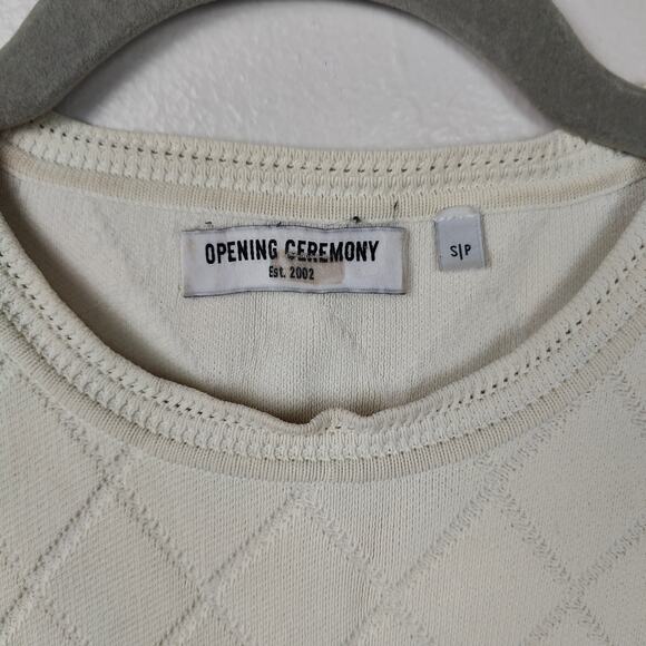 Opening Ceremony Flare Sleeve Sweater Womens Small Cream‎ Argyle Knit Viscose - Picture 5 of 6